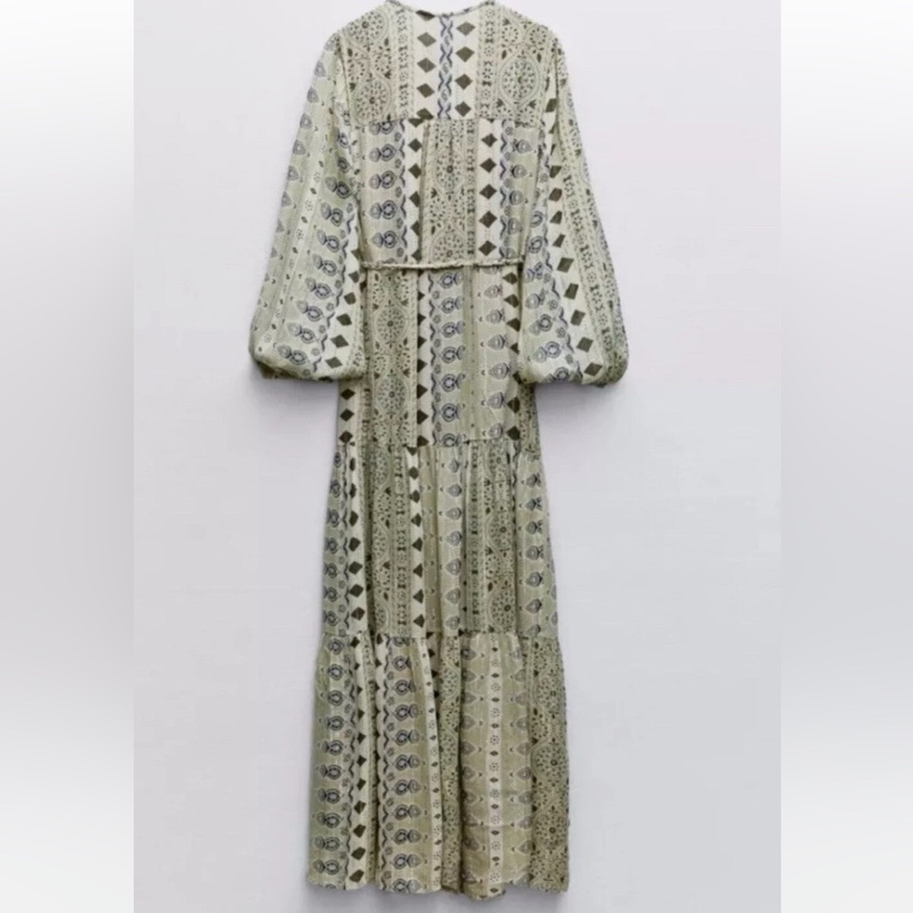 ZARA METALLIC THREAD LONG BOHO DRESS - Picture 4 of 6